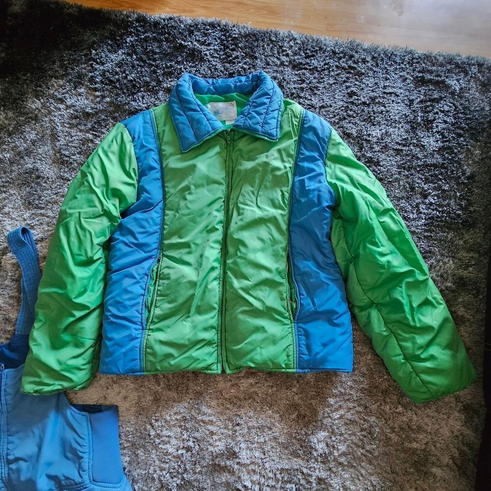 Women's Vintage Swing West Blue Green Ski Suit Size Large Approx